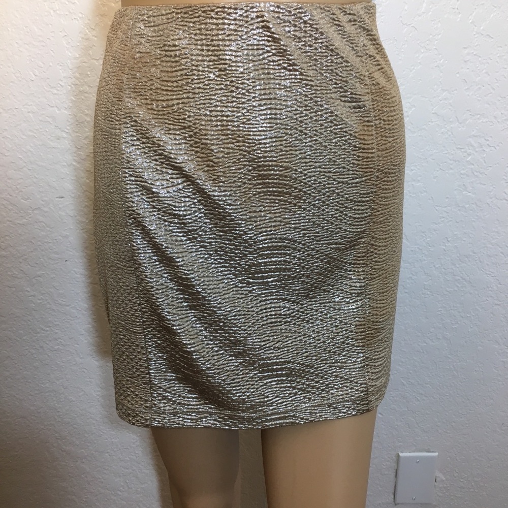Guess Light Gold Metallic Mini Skirt